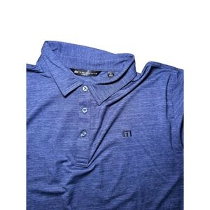 TravisMathew Mens Blue Heathered Polo Shirt XL Golf Casual Performance